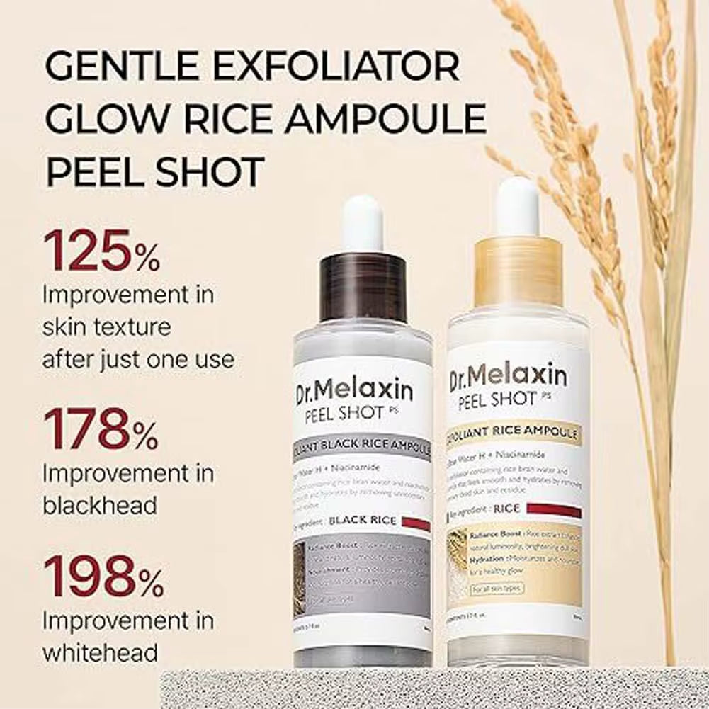Dr.Melaxin Peel Shot White/Black Rice Exfoliating Essence Oil Control Long-Lasting Moisturizi Gentle Hydrating Skin Care